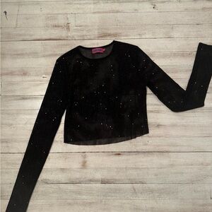 Edikted Black Sparkle Long Sleeve Top